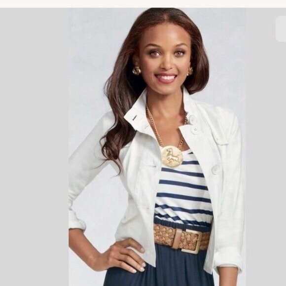 CAbi 333 Topside Topper White Linen Jacket size Small - Picture 1 of 6
